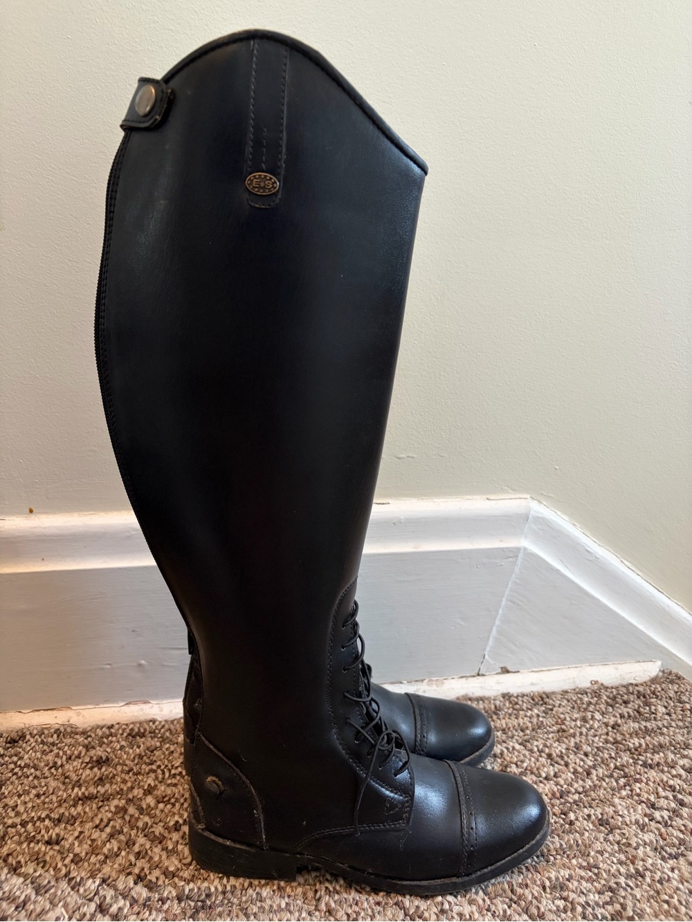 Equistar Tall Black Lace-Up Equestrian Riding Boots 6.5
